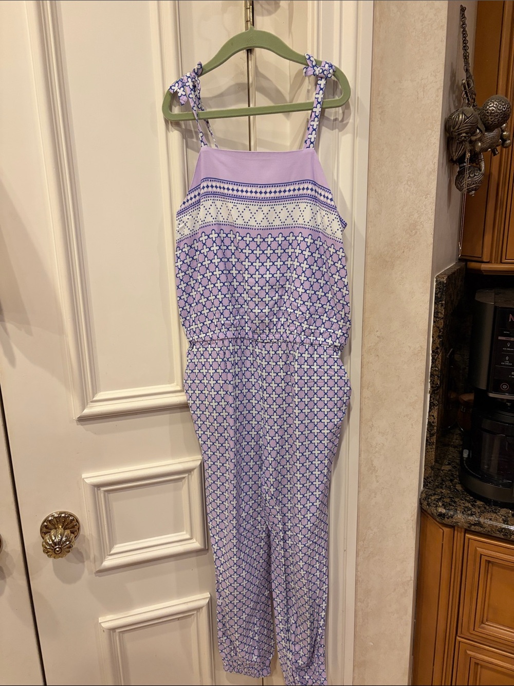 Janie and Jack Lavender and White Patterned Girls Jumpsuit